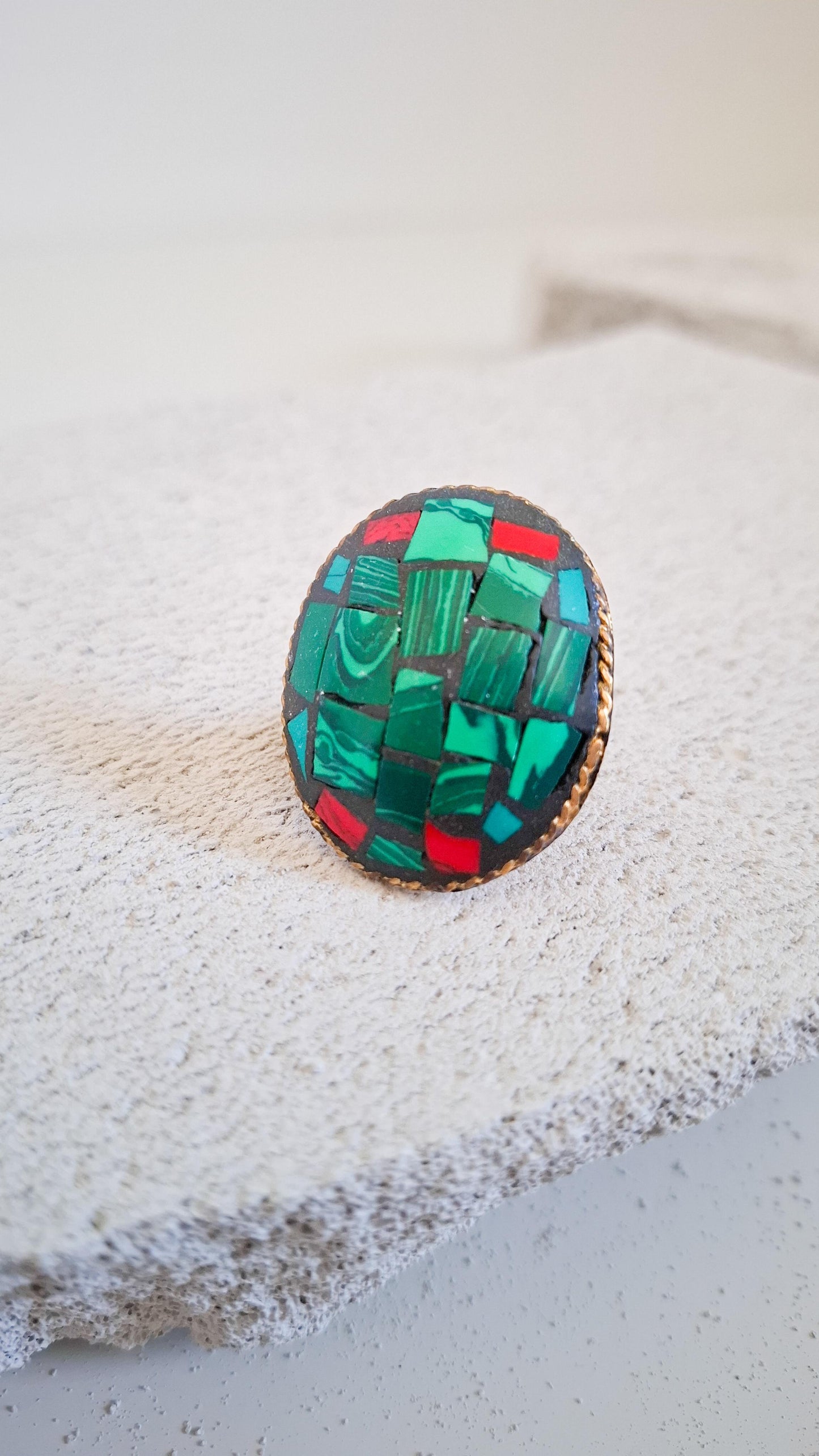 Anello Tibetano in Malachite
