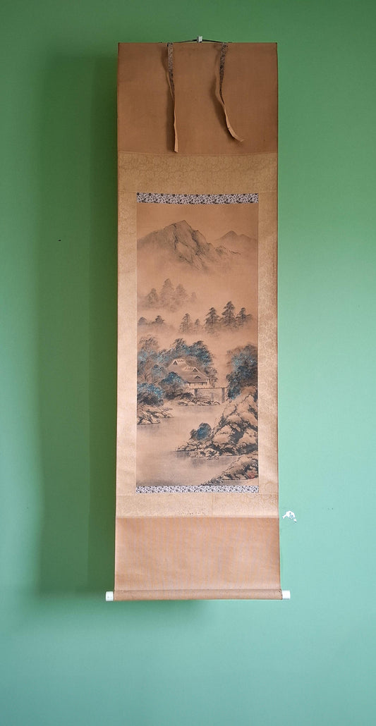 Kakemono antico con paesaggio