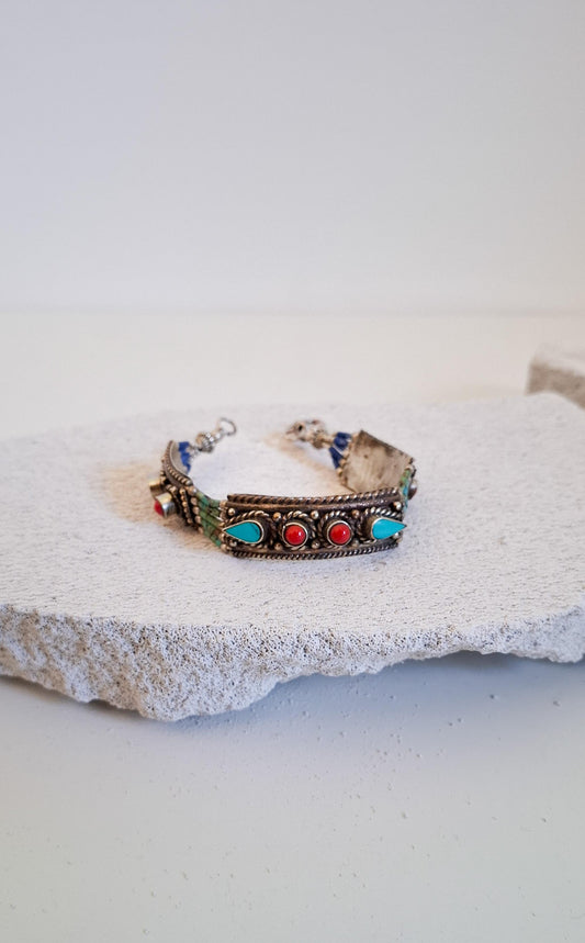 Bracciale Tibetano in Turchese e Corallo