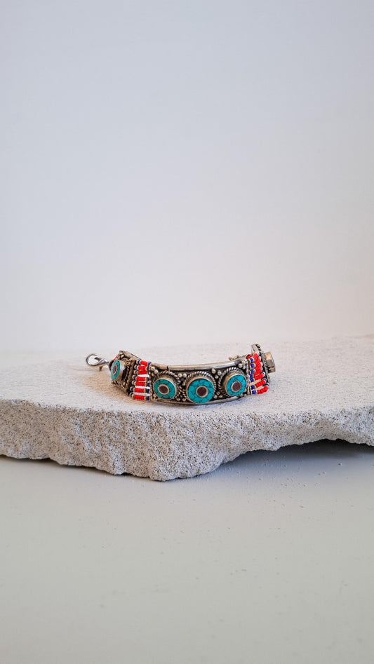 Bracciale Tibetano in Turchese e Corallo